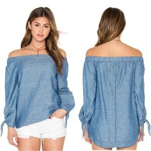 Free People Off Shoulder Chambray Top